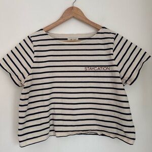 Madewell Staycation Striped Crop Top - 100% Cotton, M